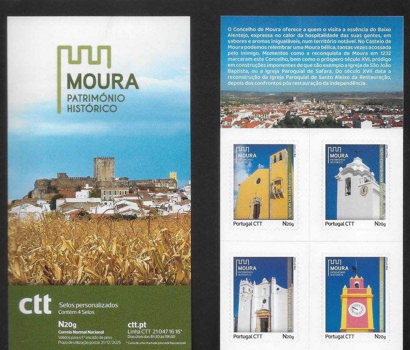 MOURA PATRIMONIO HISTORICO - Booklet CTT 4 selos auto adesivos - 2024