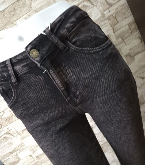Spodnie rurki jeans przecierany barwinek czarny z różem M.sara XS