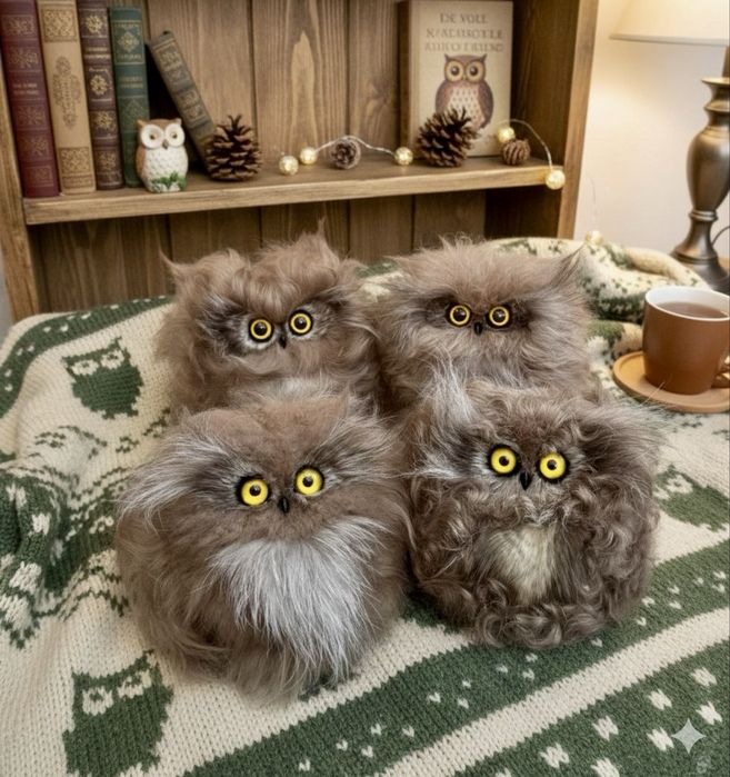 Декоративная сова ,сувенир ,шерсть ламы