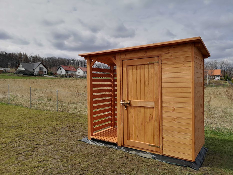 Drewutnia 1x1,1m + domek narzędziowy 1,5x1,1m z dachem jednospadowym