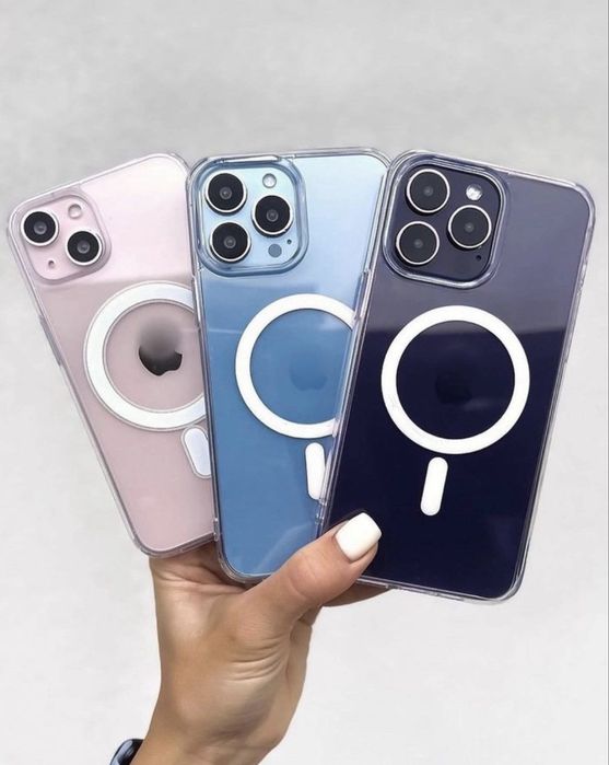 Прозорий чохол на iPhone силіконовий чехол Айфон MagSafe 13 14 pro 15 pro max та інші моделі
