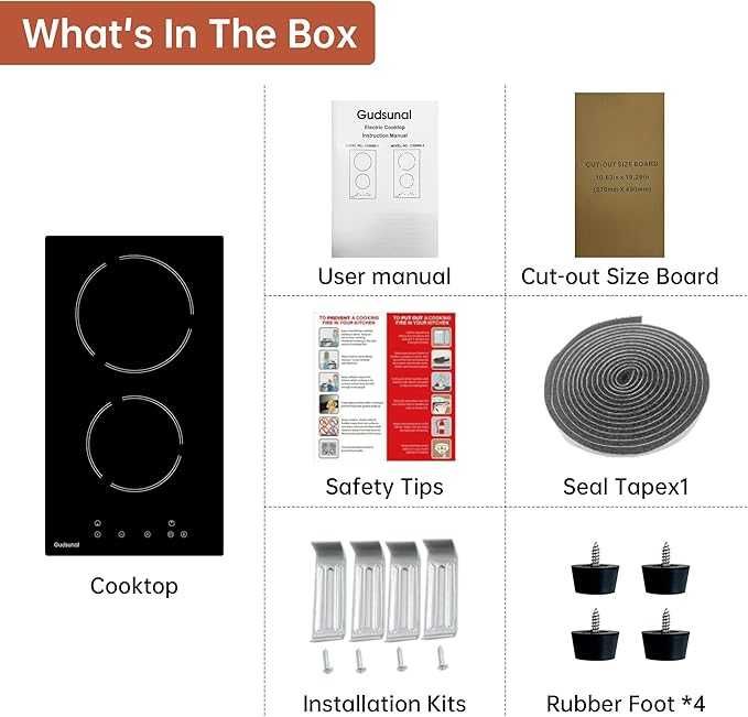 Płyta Ceramiczna Gudsunal 3000W z Wtyczką Wolnostojąca Timer 230V