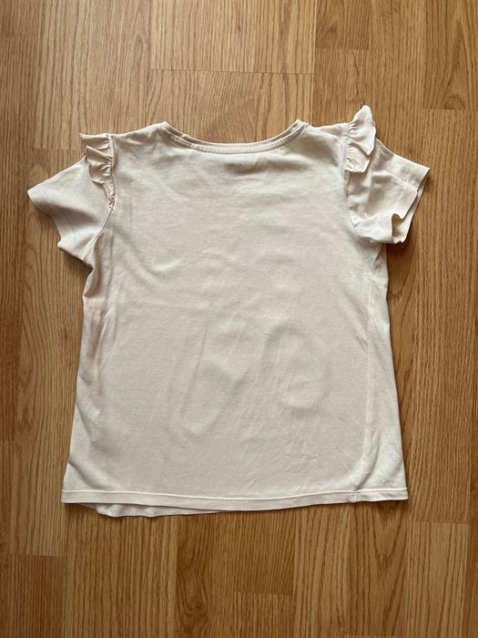 Koszulka/ t-shirt ecru/kremowy dla dziewczynki, rozmiar 122, Sinsay