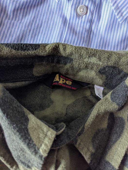 A Bathing Ape Bape Camo Open Collar Shirt made in Japan