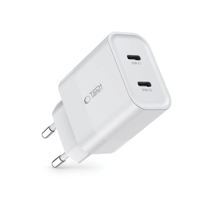 Ładowarka Tech-Protect C20W sieciowa 2x USB-C PD 20W - biała