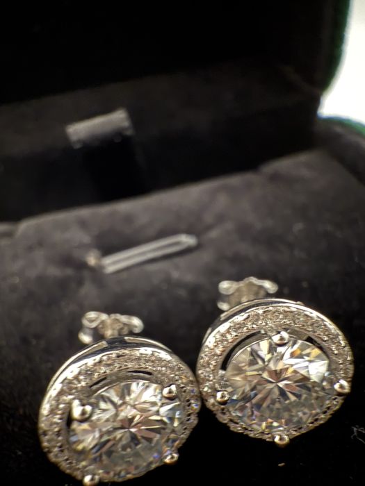 9 мм сережки с бриллиантами муассанитами пусеты серебрянные
