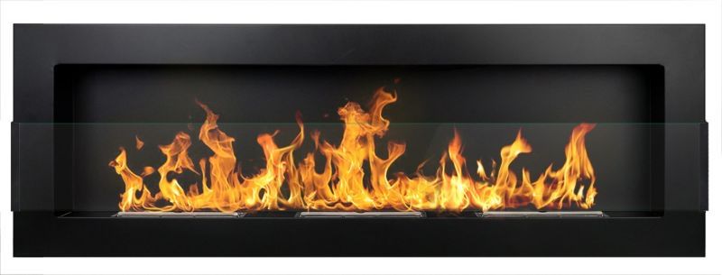 Підвісний біокамін зі склом 1200 х 400 мм чорний