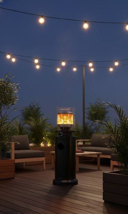 Вуличний газовий обігрівач  13 кВт з ефектом полум’я (Польща)