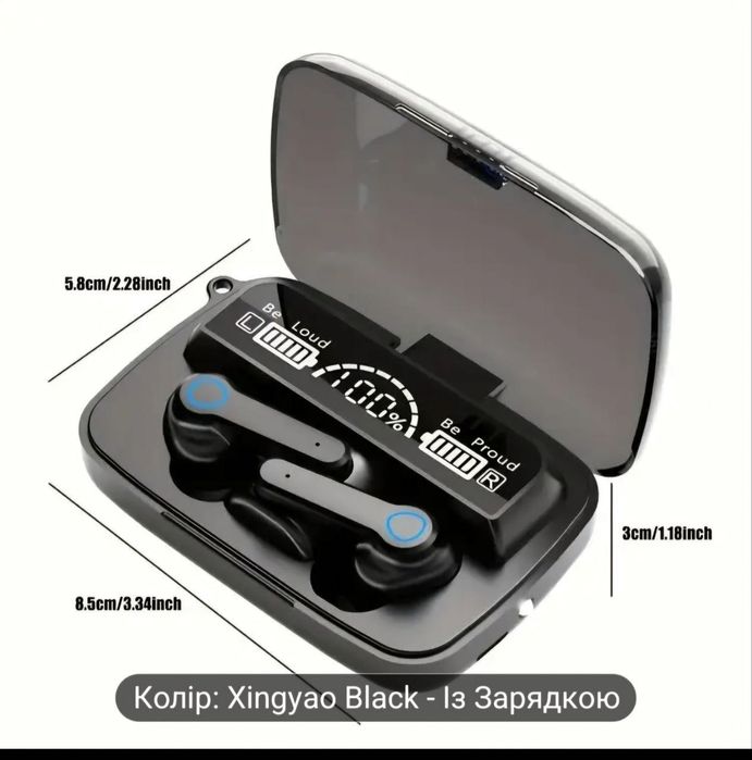 Наушники вакуумные, с функцией Powerbank, фонариком, led дисплеем