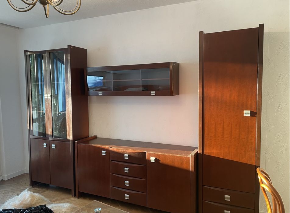 Zestaw ciemnych mebli Meble salon RTV drewniane