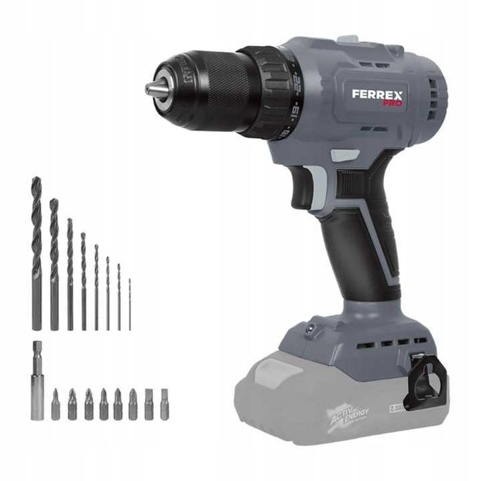 Wiertarko-wkrętarka akumulatorowa Ferrex Pro z walizką FAB 20-N BL