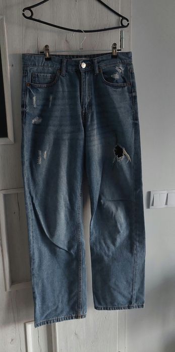 Spodnie jeansy straight proste wysoki stan Cropp 38