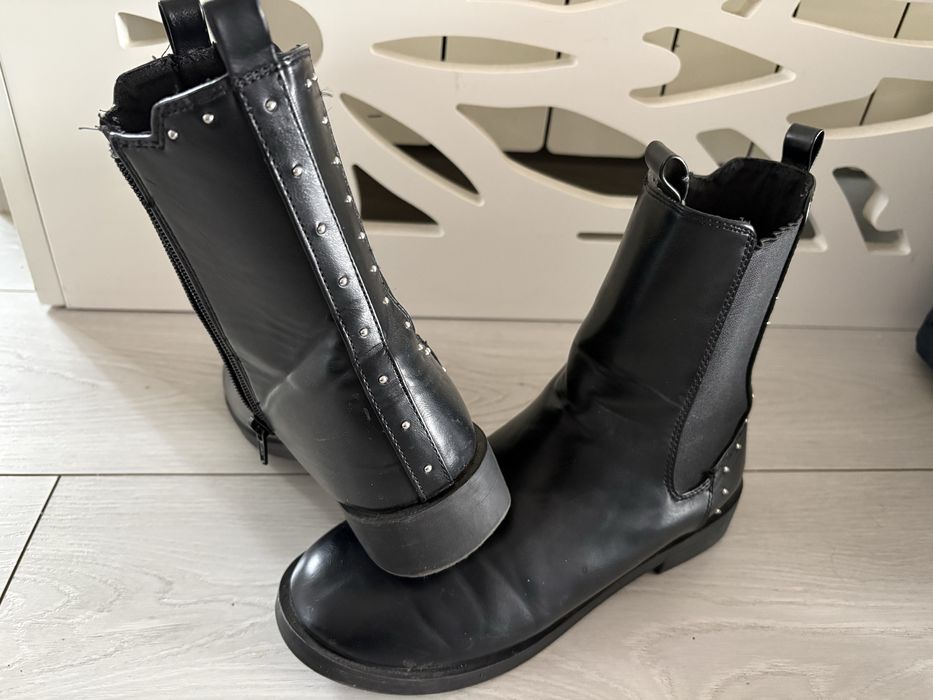 Botki zara 37 czarne z cwiekami
