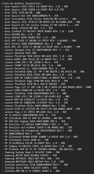 LOTE Mother-Boards (list of available models 10€ each)64354162838914120