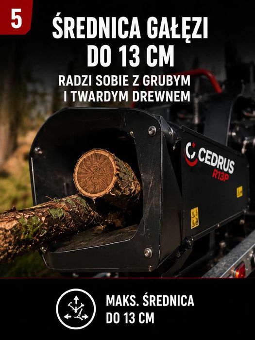 Cedrus R13P Rębak 13 cm podajnik hydrauliczny homologacja