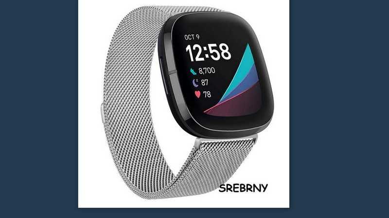 G200_Bransoleta_pasek_metal magnes Milanese Fitbit Vers3/Sense_srebrna