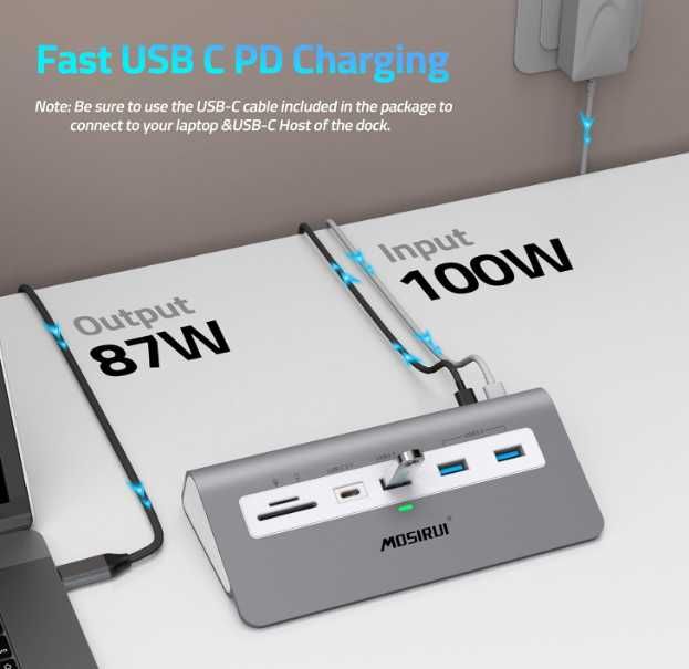 Mosirui Stacja dokująca HUB 13w1 USB C Dual Monitor MacOS