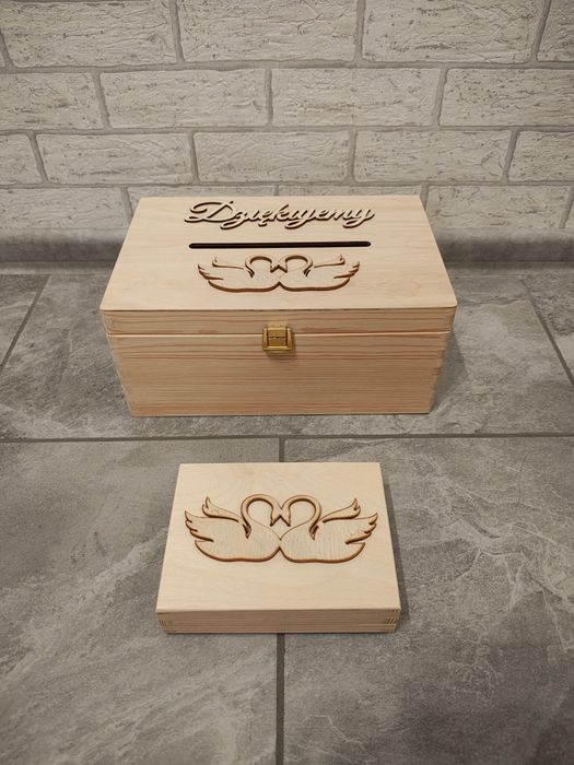 Nowe pudełko na obrączki skrzynka na koperty ślub wesele drewniane