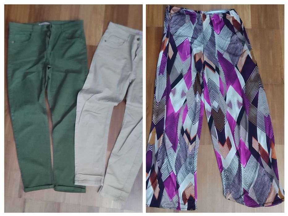 Roupa de senhora diversa, calças, macacões, t-shirts, casacos, fatos de banho
