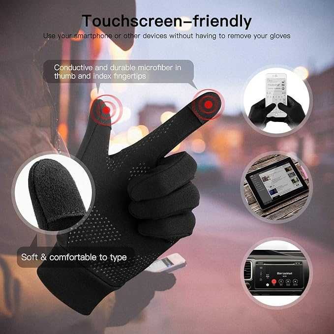 Ciepłe wiatroodporne zimowe rękawiczki antypoślizgowe czarne M Unigear