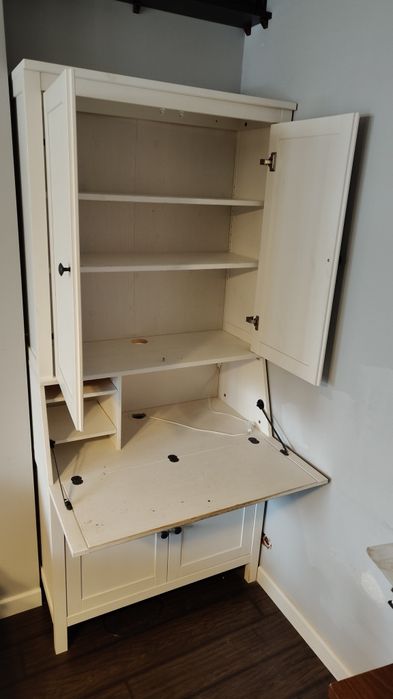 Ikea Hemnes sekretarzyk barek z nadstawką biały sosna
