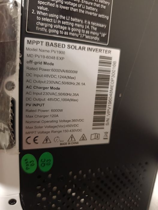 Продам інвертор однофазний Must Solar 6 кВт + акумулятор 6,5 кВт.