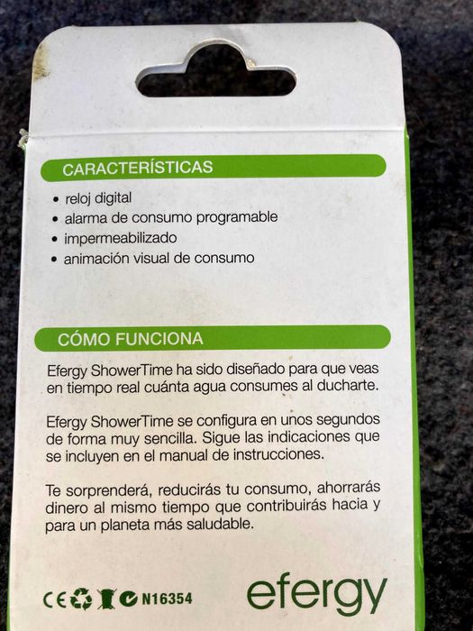 Efergy Showertime Temporizador Duche Poupança Água Relógio Novo