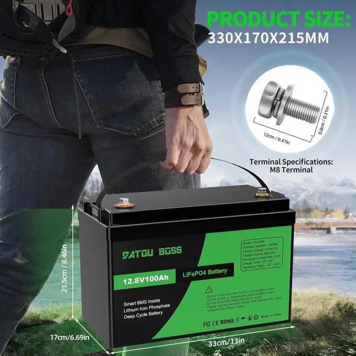 Аккумулятор LiFePO4 12V 100Ah Datouboss