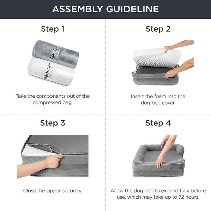 Bedsure Orthopaedic Dog Bed, Ergonomiczna sofa dla psa 71 x 58 cm