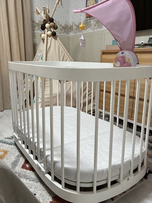Багатофункціональне ліжечко 7 в 1 Tweeto White + матрац та бортик