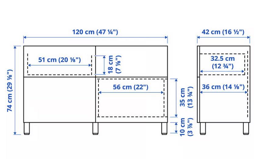 Móvel de arrumação BESTA da IKEA verde acinzentado