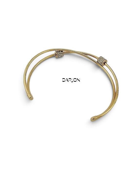 Złota bransoletka S.Steel sztywna typu cuff (otwarta), stal chirurgiczna