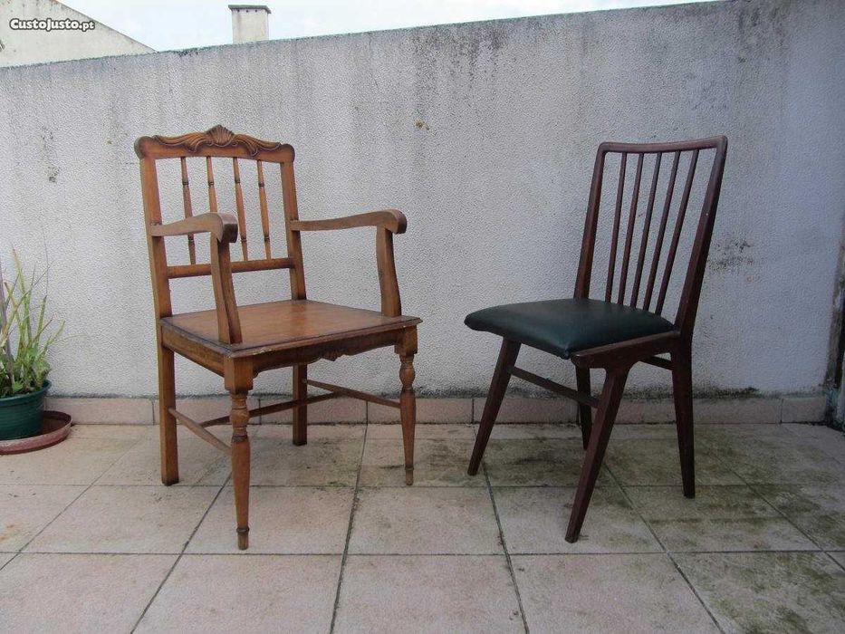 Banco em madeira e Cadeiras Vintage