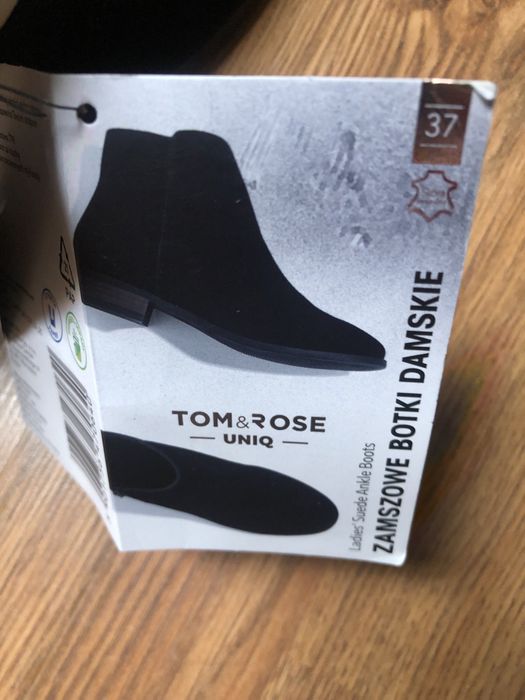 Czarne botki sztyblety tom&rose uniq zamszowe skóra naturalna 37