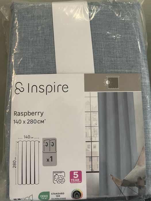 Zasłony Inspire Raspberry 140×280 cm szare na przelotkach – 4 sztuki