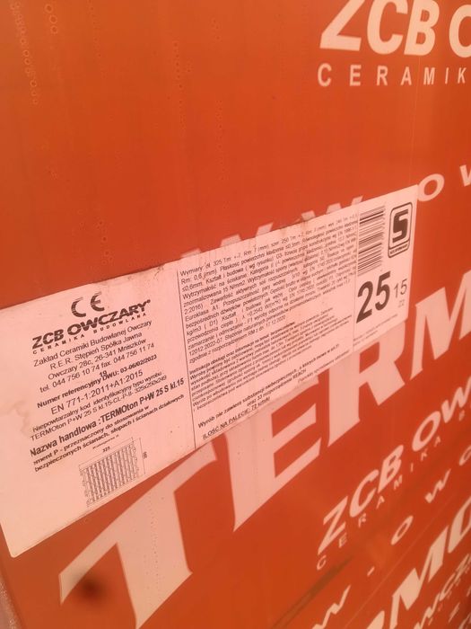 Pustak Ceramiczny na klej Termoton P+W25 "S" cena z dostawą typ Porotherm Tłuszcz + okolice Pianoklej GRATIS