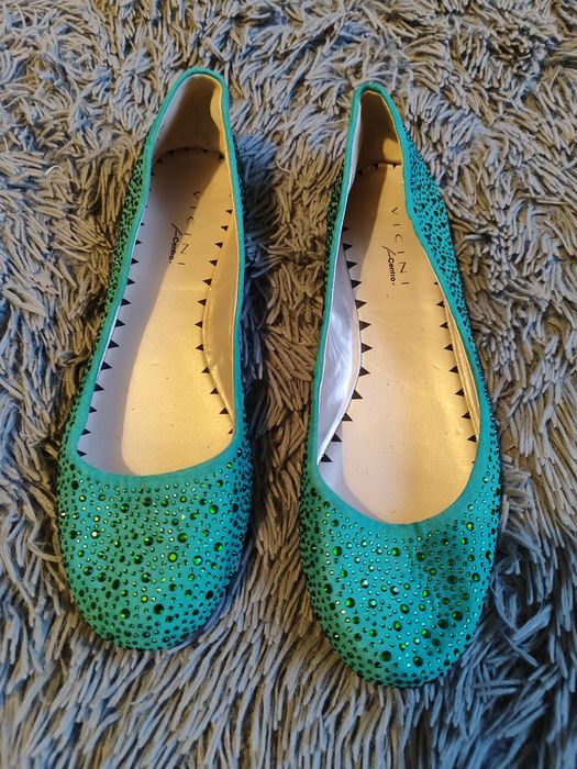 Błyszczące zielone baleriny Centro rozm. 40