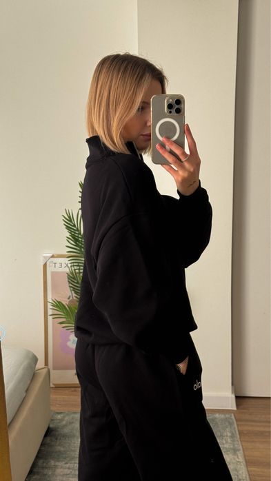 Костюм Alo Yoga Accolade (ОРИГІНАЛ) світшот/zip і штани чорний