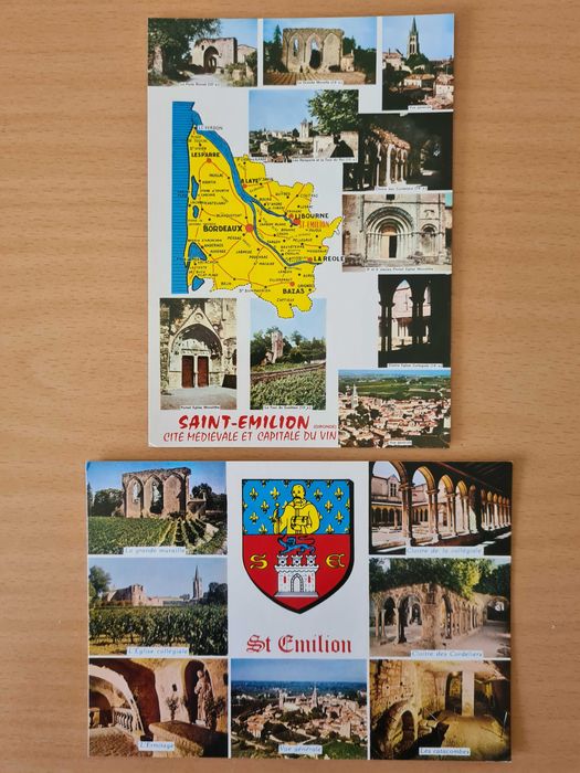 2 postais ilustrados de Saint-Emilion, França