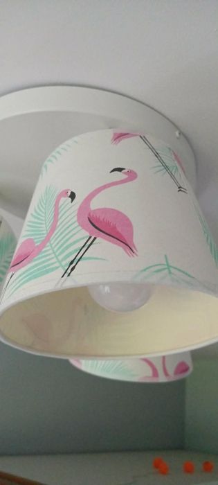 Żyrandol abażur potrójny flamingi 3 żarówki