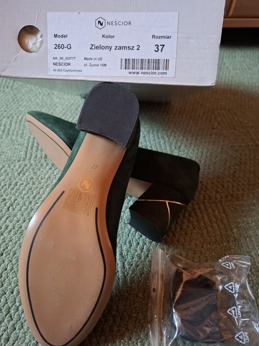 Czółenka Neścior, zielone, 37, skóra