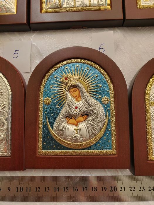 Икона греческая серебро+дерево