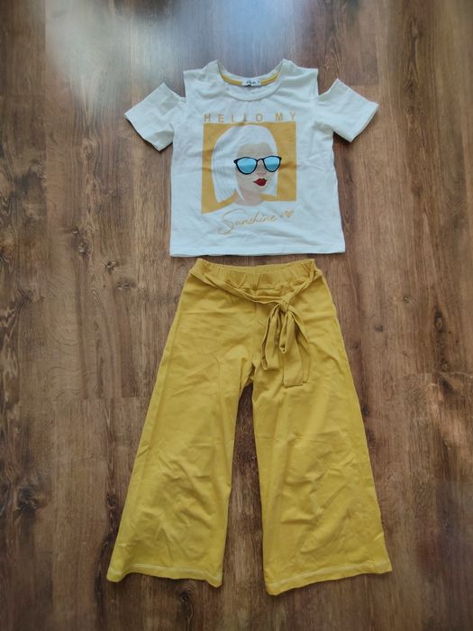 Piękny komplet Wójcik bluzka i spódnico spodnie r. 146