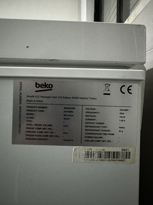 Arca Horizontal Beko 316L