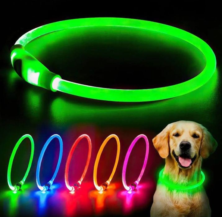 Ошейник Светящийся аккумулятор 35-70см нашийник USB GLOW RING 3 режима
