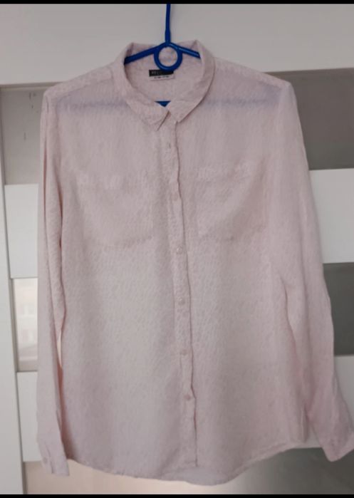 Koszula w panterkę pudrowy róż 40