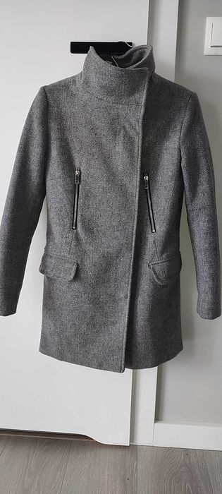 BERSHKA płaszcz XS popiel szary