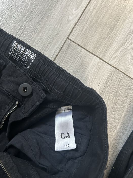 Zestaw spodni jeansowe jogger chłopięce 140 bojówki c&a