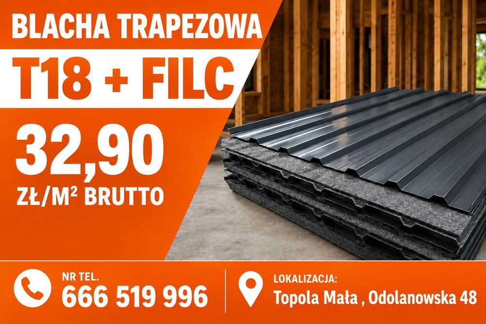 Blacha Trapezowa T18 + filc - różne kolory