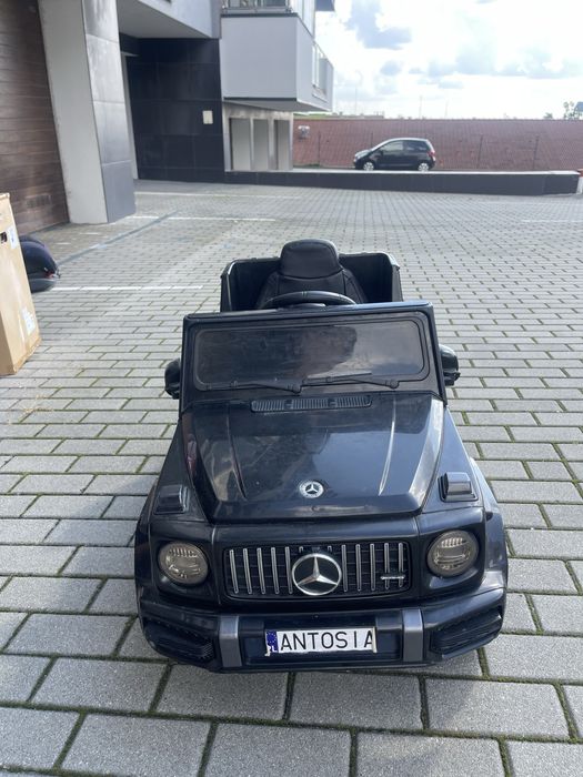 Samochód dla dziecka Mercedes G AMG czarny EVA 12V, 4 silniki, skórzane siedzenie, pilot 2,4 GHz – elektryczny samochód dla dzieci